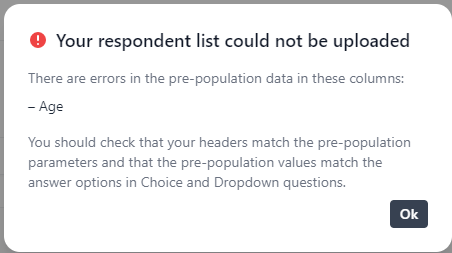 Parameter failure message