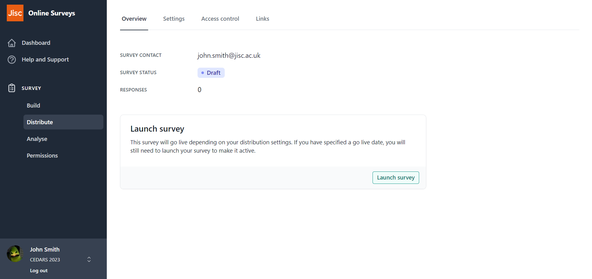 Distribution overview page