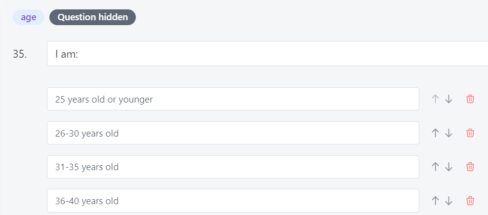 A question with pre-population settings applied