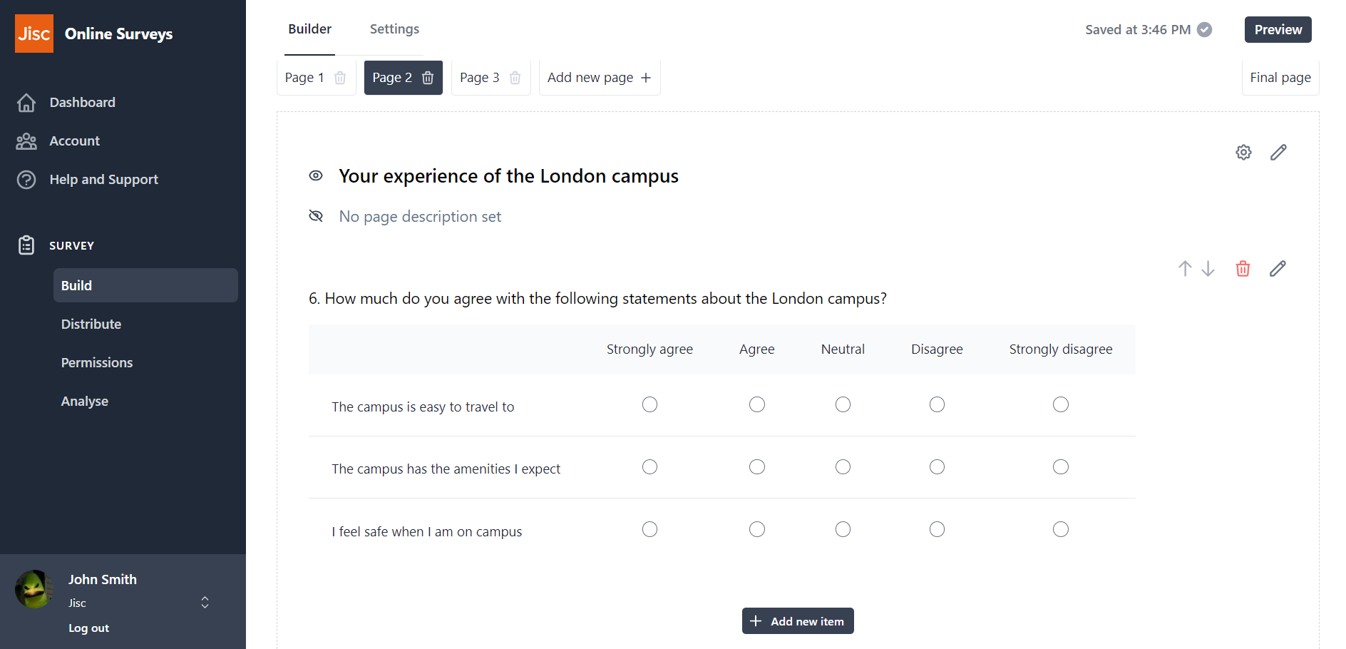 An example of a survey page that would only be relevant to some respondents.