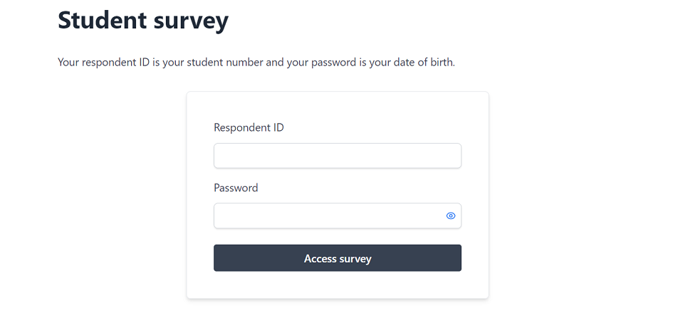 Survey login page with the Access control message displayed.