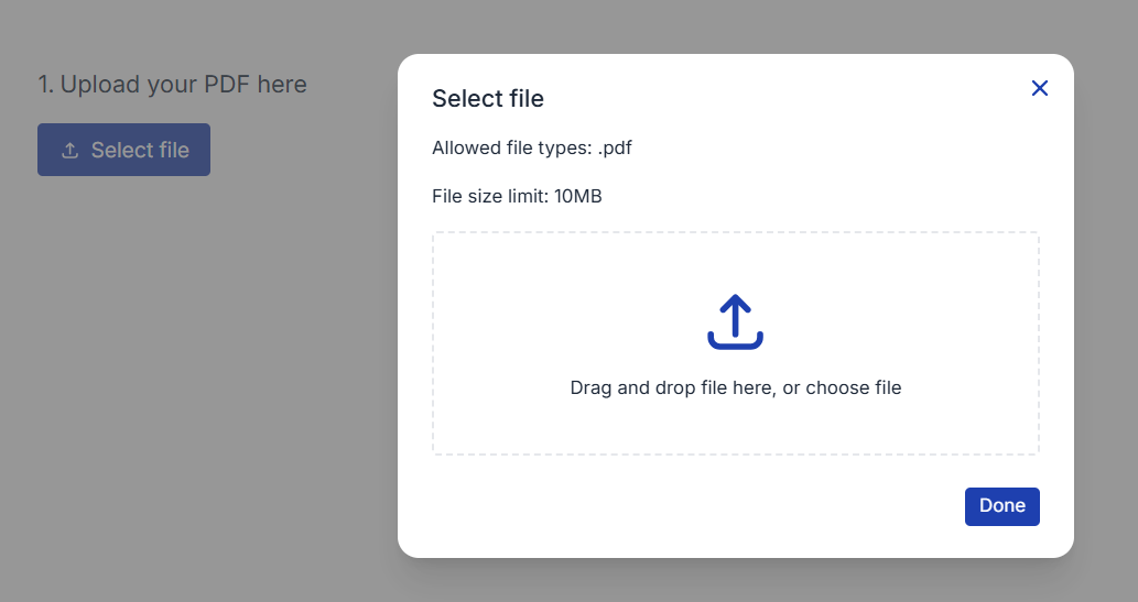 Example of a File upload question in a survey