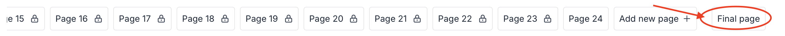 Final page placement at right hand of Build dashboard