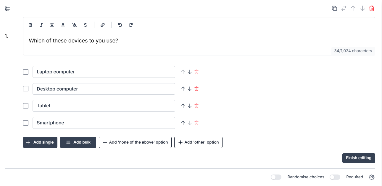 Example of a choice question