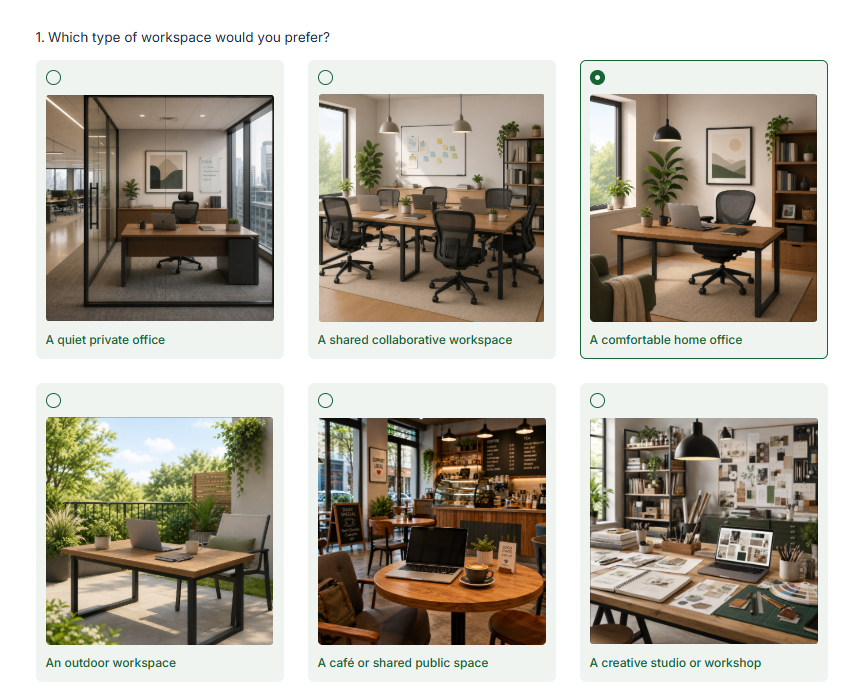 An image choice question as displayed on the survey renderer.