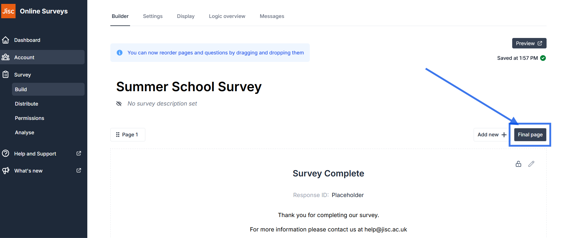 Online Surveys final page